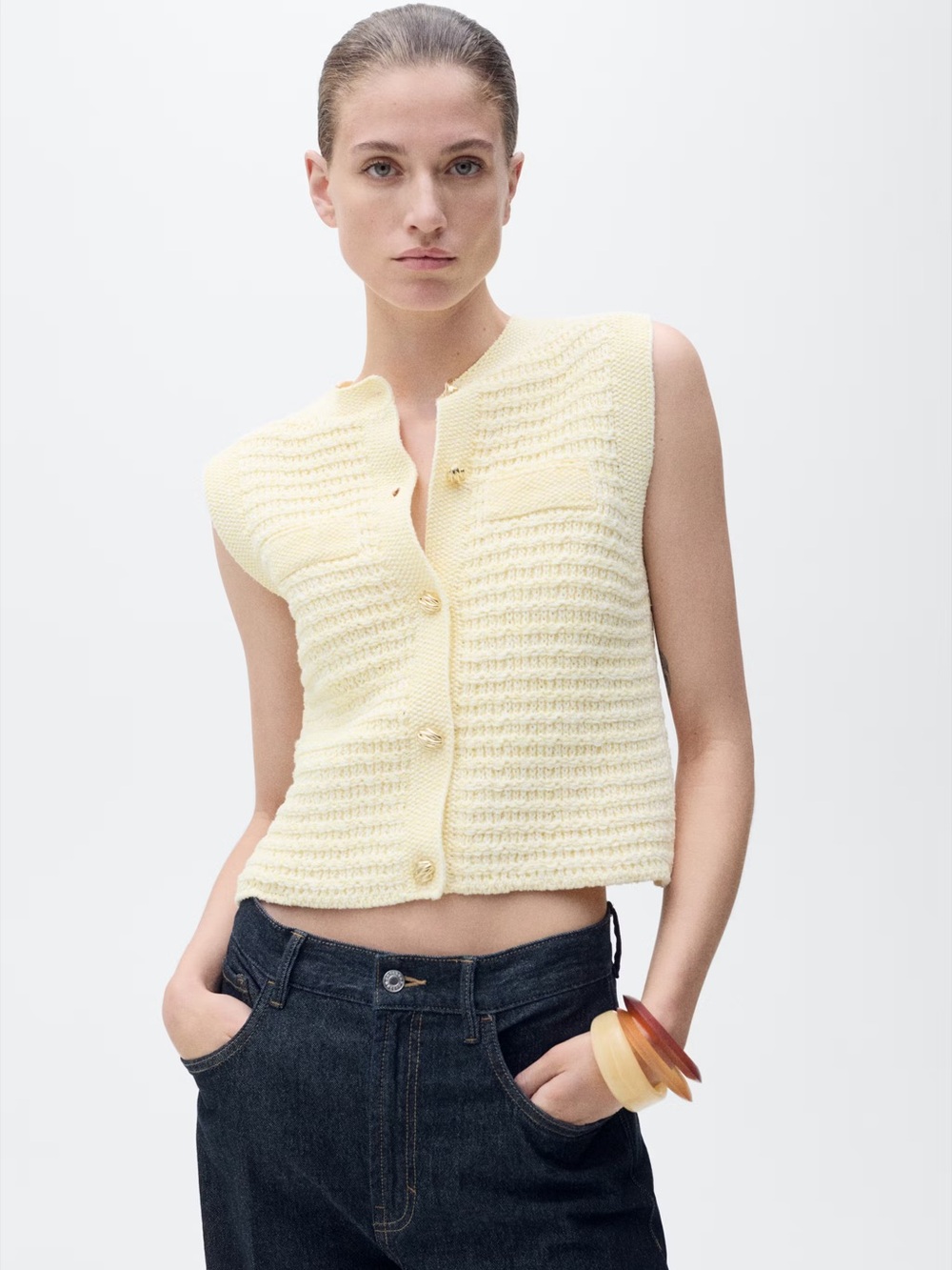 Mango Yellow knitted cardigan NWT